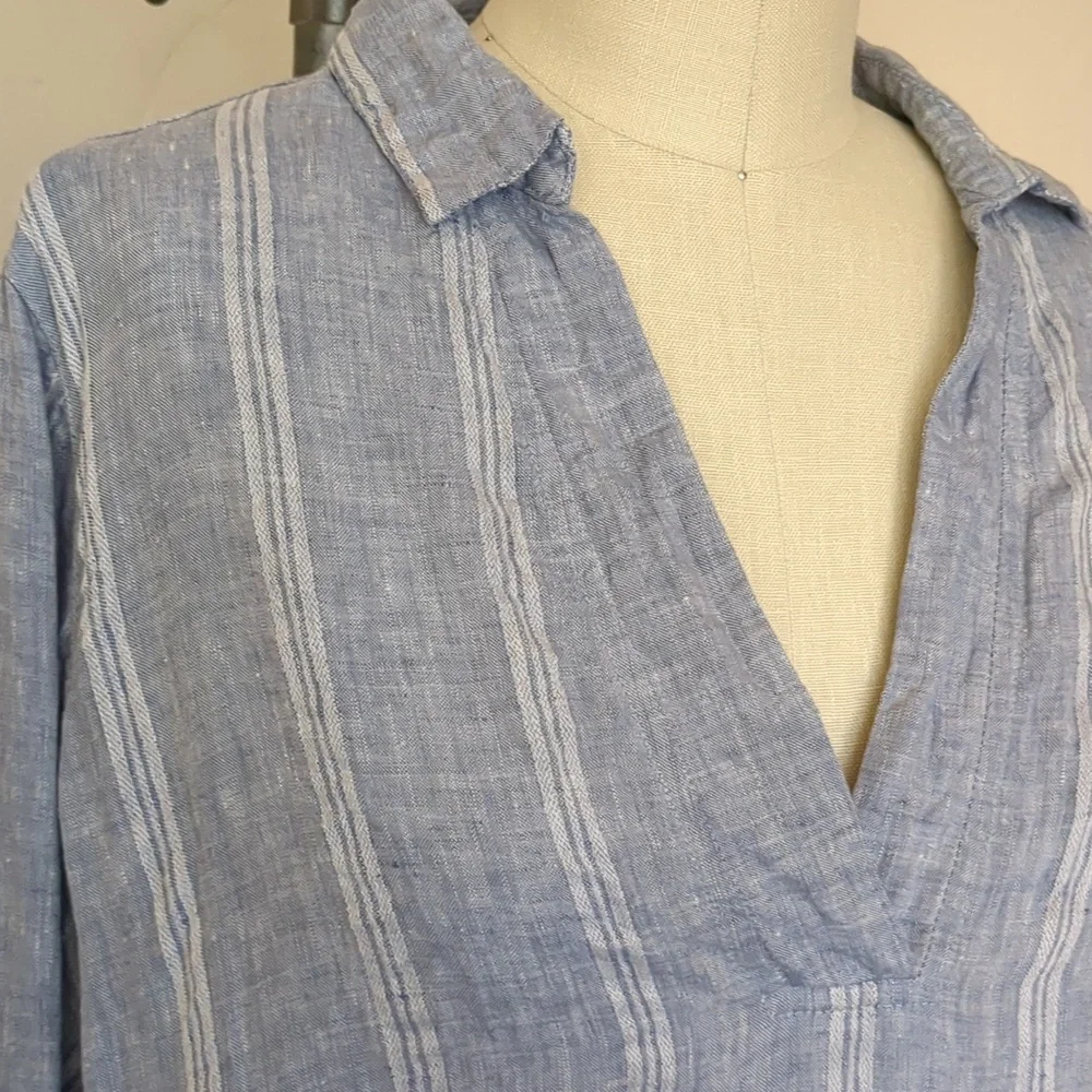 100% linen shirt, 3/4 length sleeves, Beachy, Coastal Grandma - Picture 4 of 5
